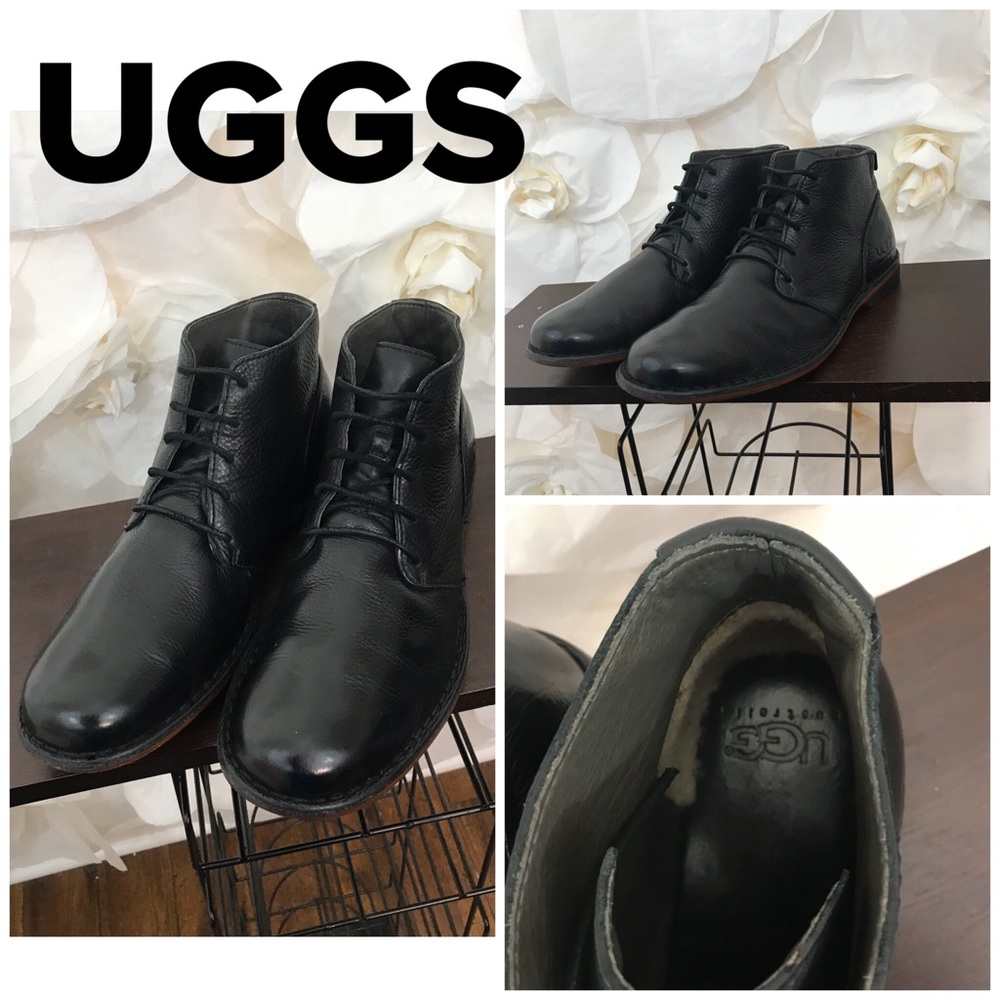 UGG Australia Mens Black Chukka Leather Boots